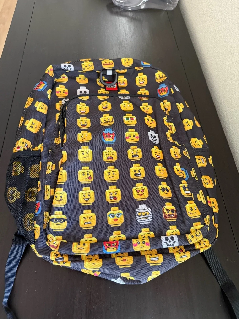 LEGO Emoji Head Pattern Backpack in Yellow and Black